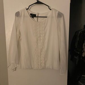 BCX Women's Ivory Blouse with Lace Detail